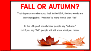 This is a sample slide from my Autumn Digital Bulletin Board for Grades 3-6.
