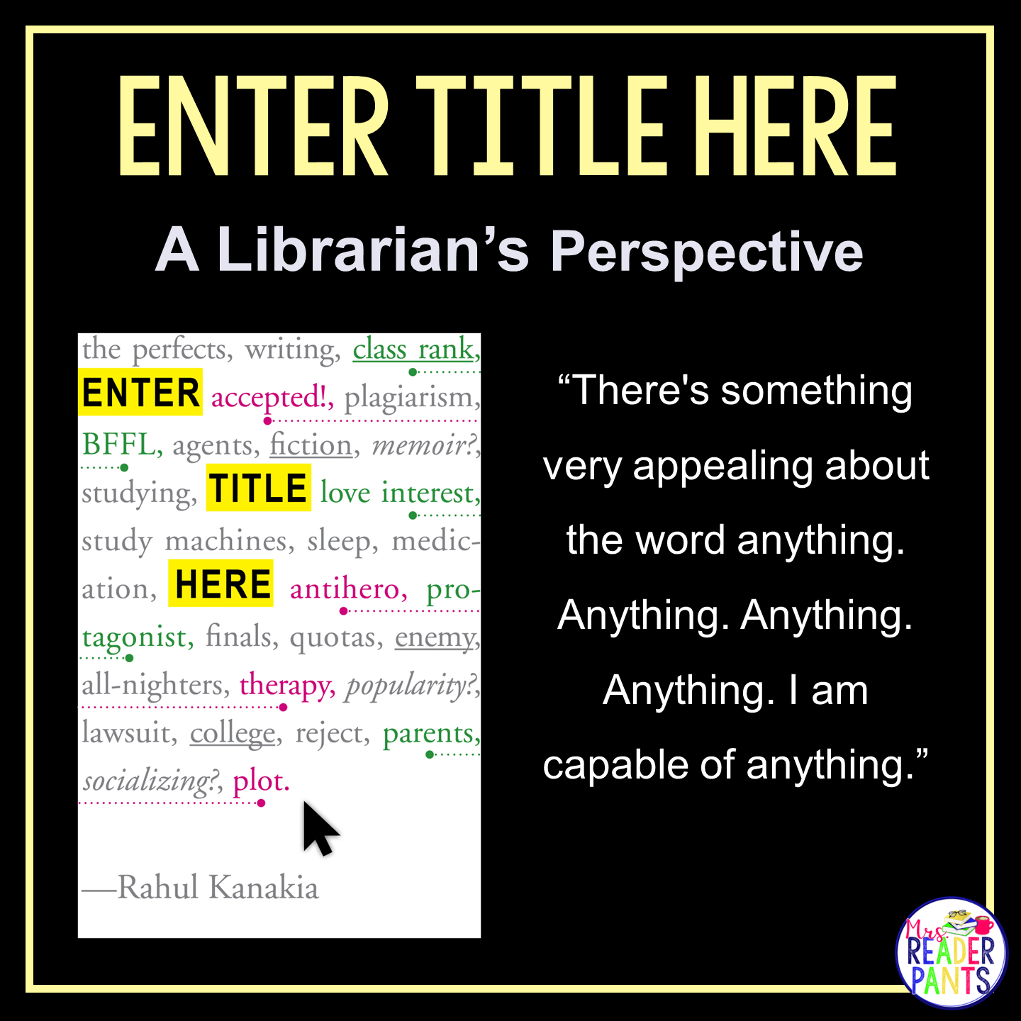 This is a Librarian's Perspective Review of Enter Title Here by Rahul Kanakia.