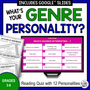 This Elementary Genre Personality Quiz is for Grades 3-6. Includes 12 Genre Personalities and everything you need to discover students' Genre Personalities in the library.