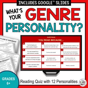 This Secondary Genre Personality Test is for Grades 6-12 Includes 12 Genre Personalities and everything you need to discover students' Genre Personalities in the library.