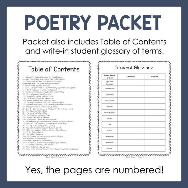 Poetry Terms PowerPoint with Printable Packet - MrsReaderPants