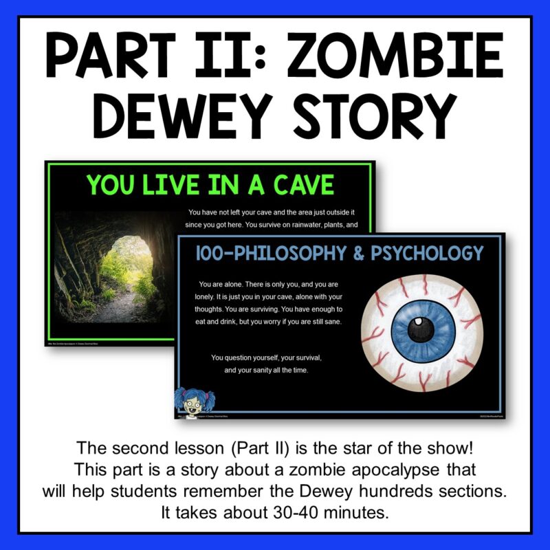 This is a set of two Dewey Decimal System Activities for middle school libraries. Part II is a Zombie Dewey Story that takes about 40 minutes to present.