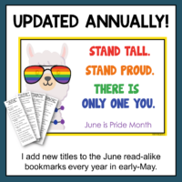 The June Library Display Posters are updated annually in early-May. I add new read-alike titles to all bookmarks.