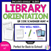 This Library Orientation Scavenger Hunt is for Grades 4-7. It's perfect for back to school in the library.