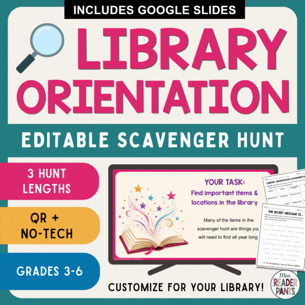 This Library Orientation Scavenger Hunt is the perfect back to school library activity. Created for Grades 3-6, but I've used it with students up to Grade 9. Includes QR Code versions and No-Tech versions of three different hunts.
