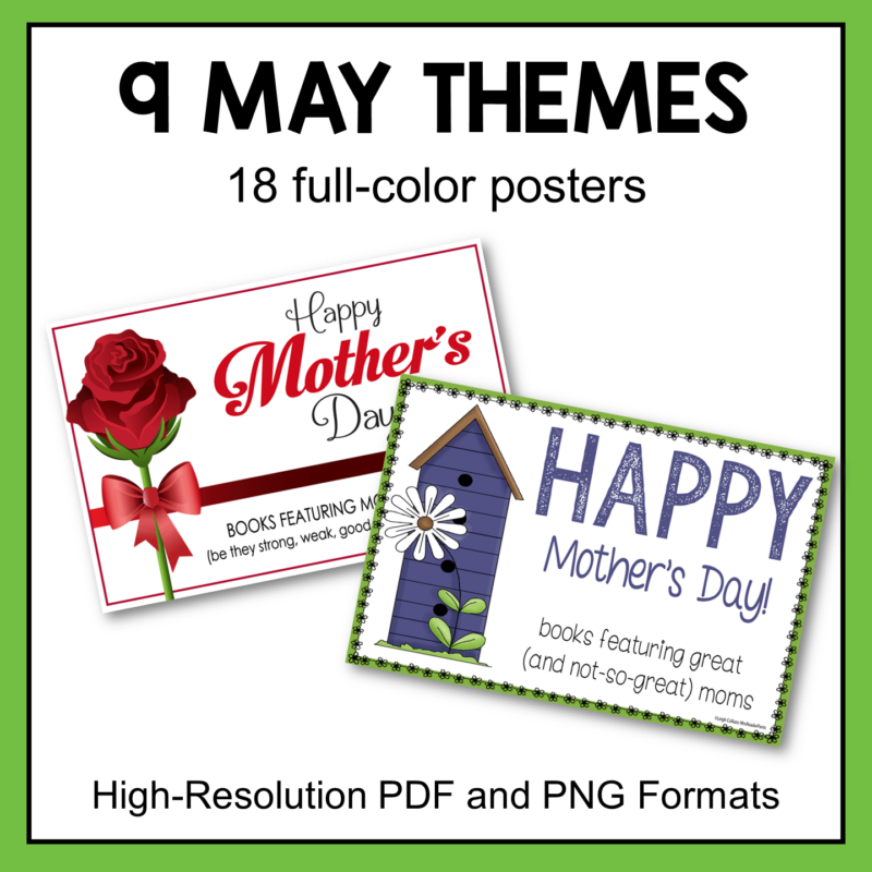 These May Library Display Posters are colorful for spring! The set includes editable read-alike bookmarks and 9 themes.