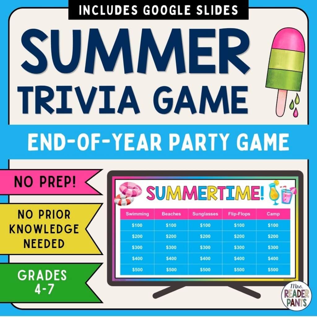 This Summer Trivia Game is perfect for the last days of school. Includes 25 fun fact trivia questions and answers.