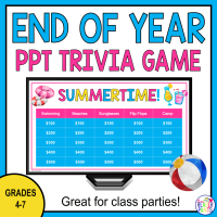 This Summer Trivia Game is the perfect end of the year activity or class party activity. Recommended for Grades 4-7.