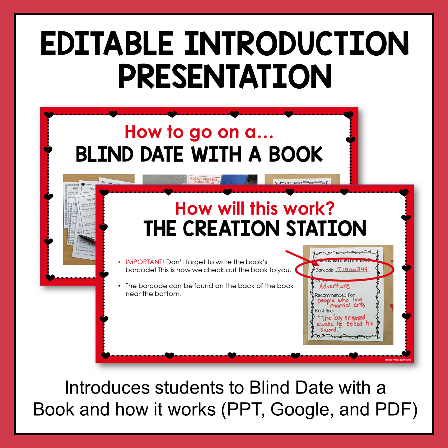 This Blind Date with a Book Set-Up Kit includes a 12-slide, editable presentation to introduce Blind Date with a Book to your students.