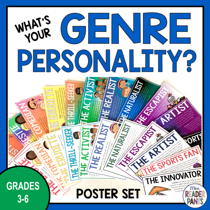 These Elementary Genre Personality Posters are for libraries serving Grades 3-6. They are a companion resource for my Elementary Genre Personality Quiz.