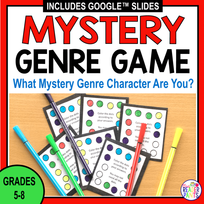 This Mystery Genre Game is perfect for middle school library time. Recommended for Grades 5-8.