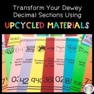 This post helps you use upcycled materials to make your own Dewey Decimal System Shelf Labels.