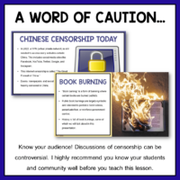 This History of Censorship presentation contains material that may be considered controversial in some areas. Know your audience.