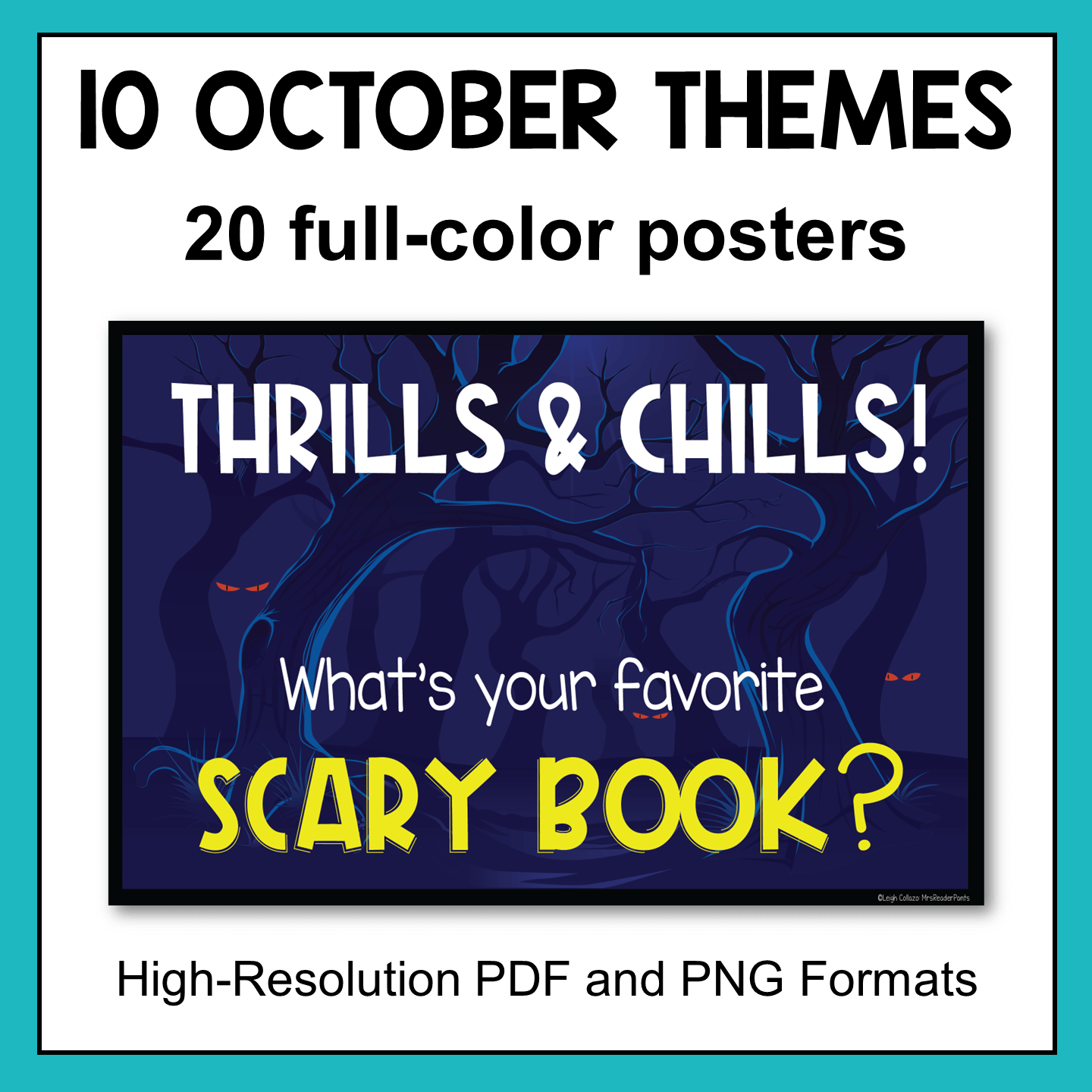 This October Library Display Posters set has 10 themes.