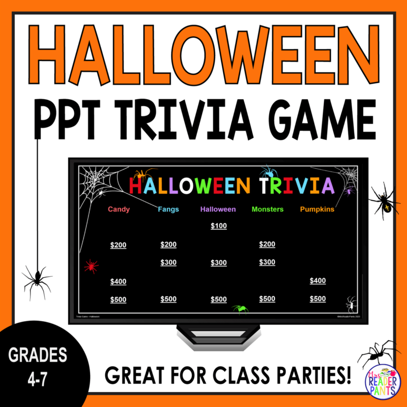 This Halloween Trivia Game is great for upper-elementary and middle school class parties. Created for Grades 4-7.