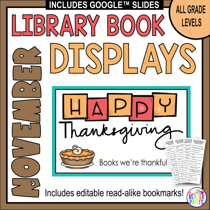 This set of November Library Display Posters includes nine display posters and 36 read-alike bookmarks.