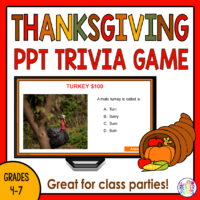 This Thanksgiving Trivia Game is for Grades 4-7.