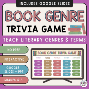 This book Genre Trivia Game is compatible with both PowerPoint and Google Slides. It's perfect for teaching or reviewing book genres and literary terms.