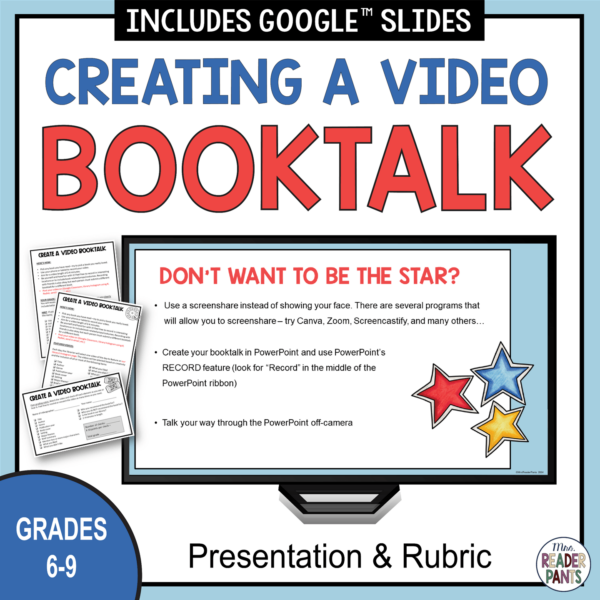 This Video Booktalk Project is for middle school libraries. It includes a presentation and rubric. Editable.