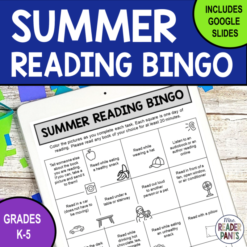 This Summer Reading Bingo Challenge helps encourage elementary students to read for pleasure over summer break.