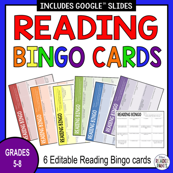 This is a set of 6 different Reading Bingo Cards. Includes PPT, Google Slides, and PDF versions of all cards. 100% editable.