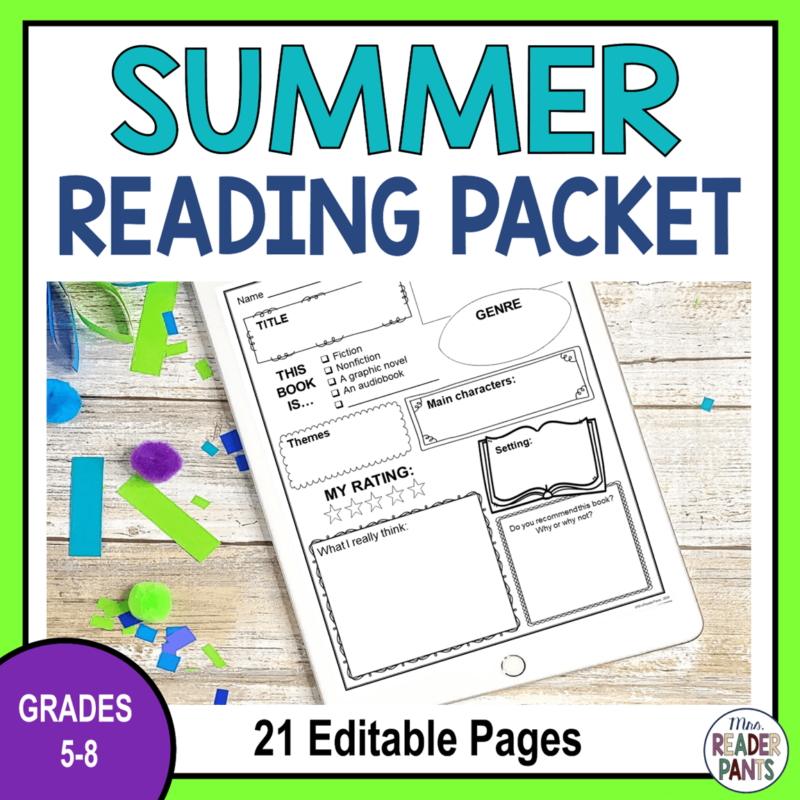 This Summer Reading Packet works for any book or books students may choose to read for the summer. Editable in three formats.
