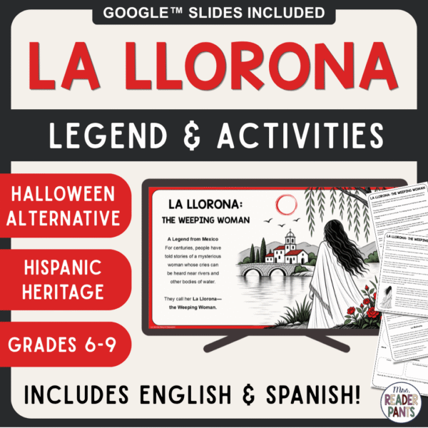 This La Llorona Story and Discussion is a great Halloween alternative for middle school. Includes English and Spanish versions of everything. Recommended for Grades 6-9.