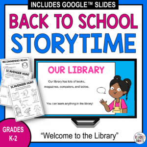 This Welcome to the Library Storytime is for K-2 students and Back to School. Perfect for the first day of Library!