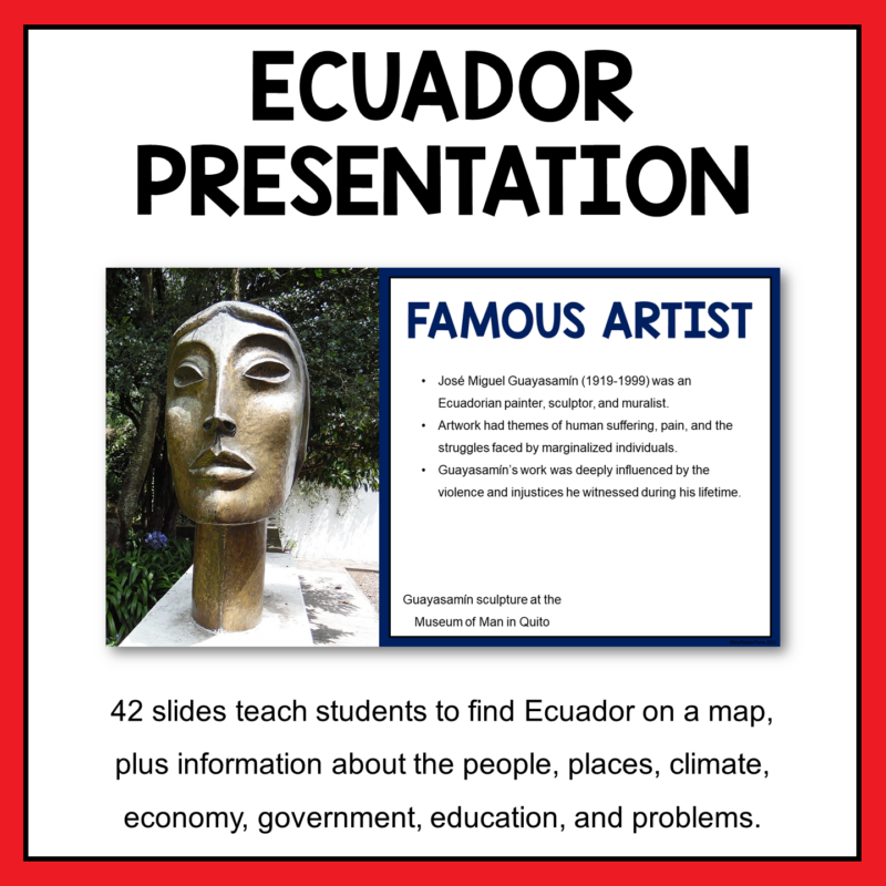 This Ecuador Country Study is for World Geography classes serving grades 6-9.