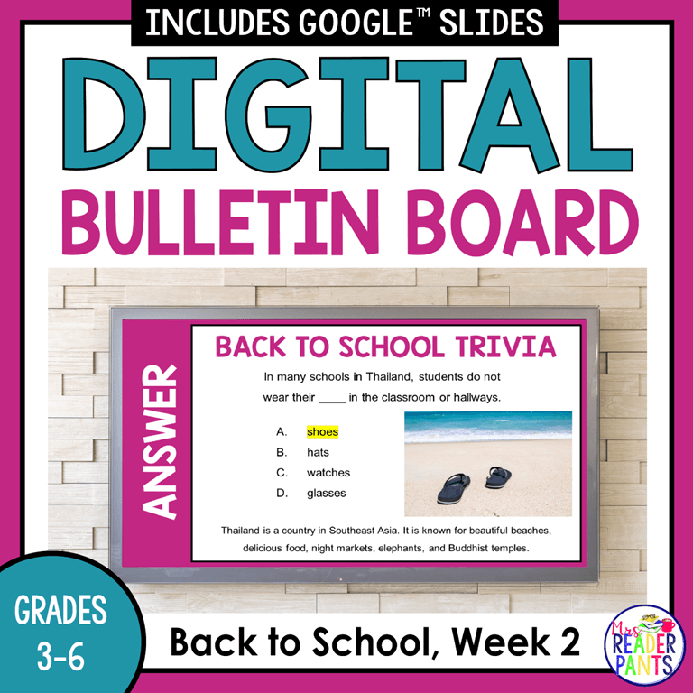 This Back to School Digital Bulletin Board Week 2 s designed for the second week of school. It is for Grades 3-6.