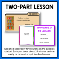 This back to school library storytime welcomes students to the library. This lesson includes two parts, which can be easily divided into two shorter lessons. Created for K-2.