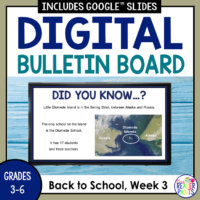 This Digital Library Bulletin Board is for the third week of school. Scroll your library and school announcements on a screen. Designed for Grades 3-6.