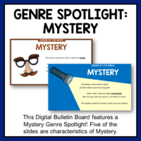 This Digital Library Bulletin Board is for the third week of school. Scroll your library and school announcements on a screen. Designed for Grades 3-6. Includes a Mystery genre spotlight.