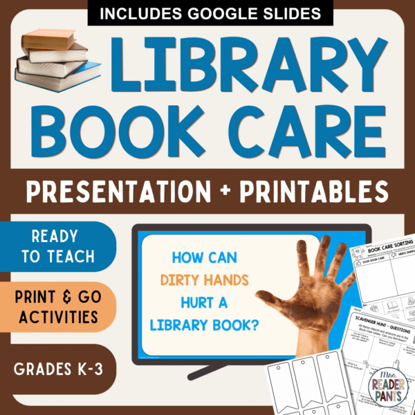 This Library Book Care Lesson includes a presentation and printable activities for Grades K-3. It's ready to teach today!