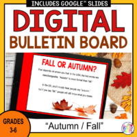 This Autumn Digital Bulletin Board is for elementary librarians. Perfect for scrolling school announcements in fall!