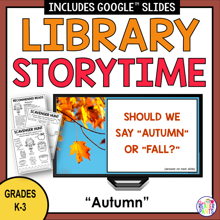 This is an Autumn Library Storytime. It is great for back to school or fall activities for Grades K-3.