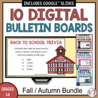 This Digital Bulletin Board Bundle includes 10 scrolling slideshows. Use with Grades 3-6 in the library or school hallways.