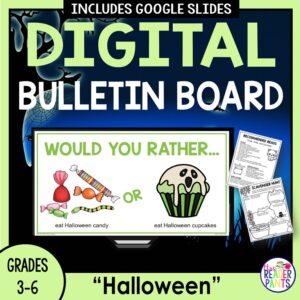 This Halloween Digital Bulletin Board is for elementary school libraries serving Grades 3-6.