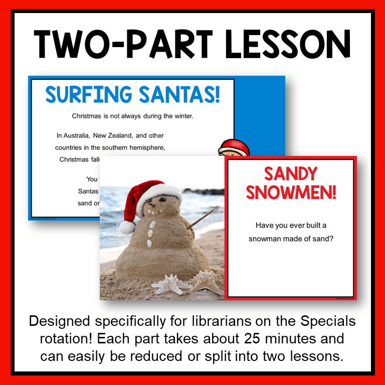 This December Holidays Library Lesson includes two parts. Part I is a whole-class discussion of various December holidays. Part II is a scrolling slideshow about December holidays.