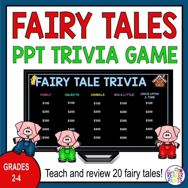 This Fairy Tales Trivia Game is for Grades 2-4.