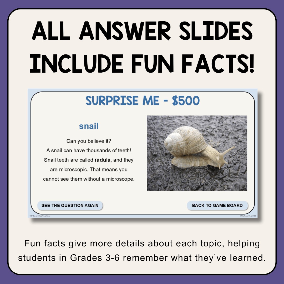 This 100th Day of School Game is ready to play today! Includes 25 questions and answers. Play in PowerPoint.