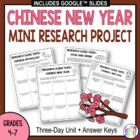 This Chinese New Year Research Activity is for Grades 4-7.