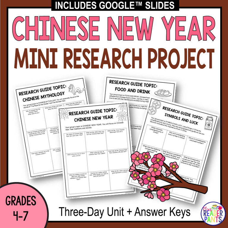 This Chinese New Year Research Activity is for Grades 4-7.
