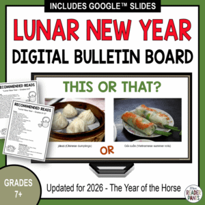 This Lunar New Year Digital Bulletin Board is updated for 2026 Year of the Horse.