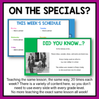 This Ruby Bridges Library Lesson was designed for librarians on the Specials rotation. It has two well-defined parts that can be taught together in about 50 minutes or separately for about 25-30 minutes each.
