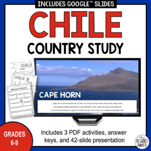 This Chile Country Study is for middle school World Geography classes. Includes presentation and three review activities.