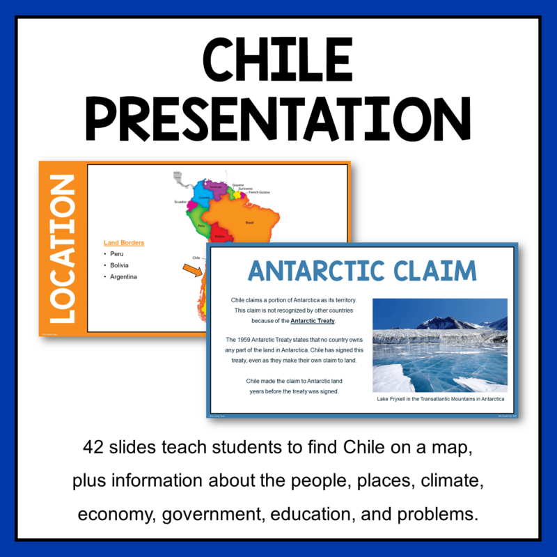 This Chile Country Study is for middle school World Geography classes. Includes presentation and three review activities.