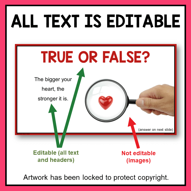 This Valentine's Day Digital Bulletin Board includes editable text.