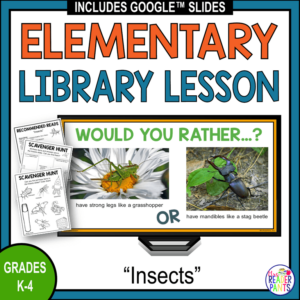 This Insects Library Lesson is perfect for elementary librarians on the specials rotation. Designed for Grades K-4.