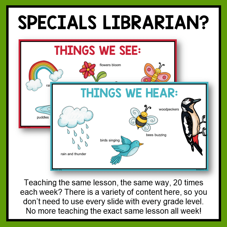 This Spring Storytime was designed with specials rotation librarians in mind.